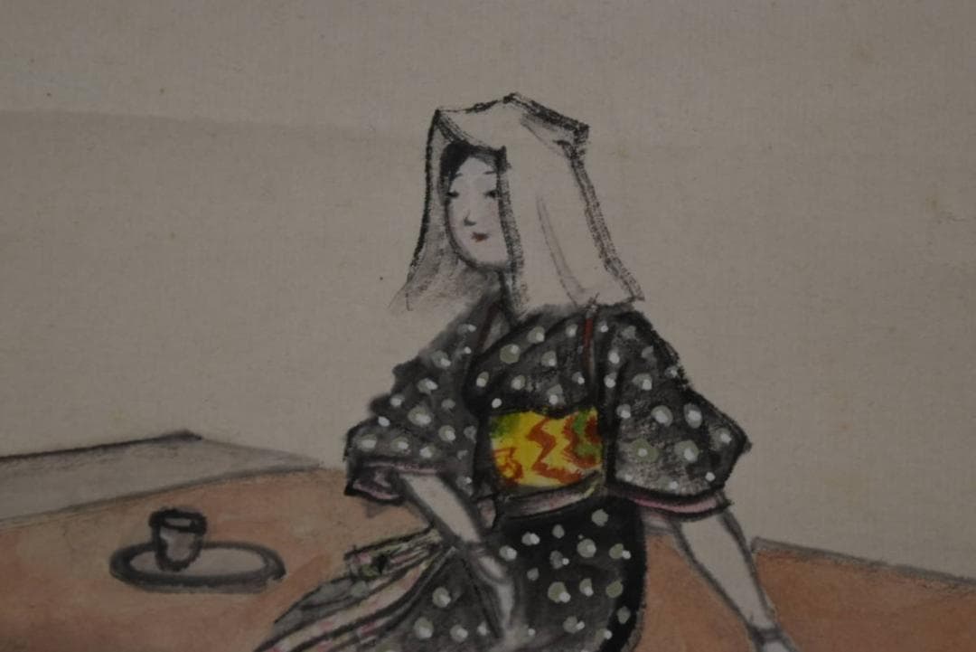 一晁/大原女図/茶屋/掛軸☆宝船☆Z-784