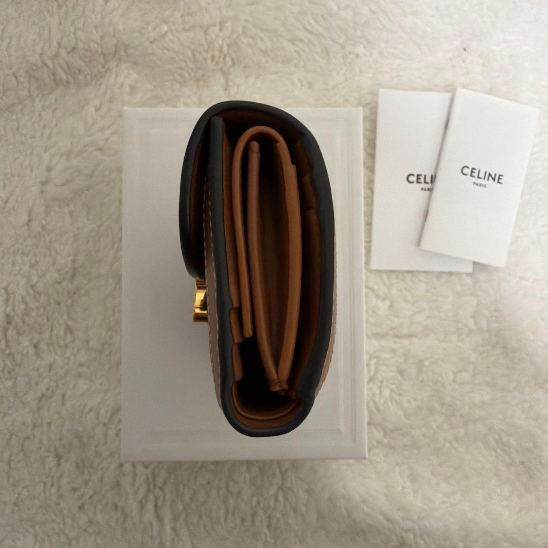 CELINE セリーヌ 財布 スモール フラップウォレット トリオンフ チェック