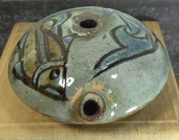 人間国宝 金城次郎 壷屋焼水滴 栞 共箱 美品 壺屋焼 魚紋水滴