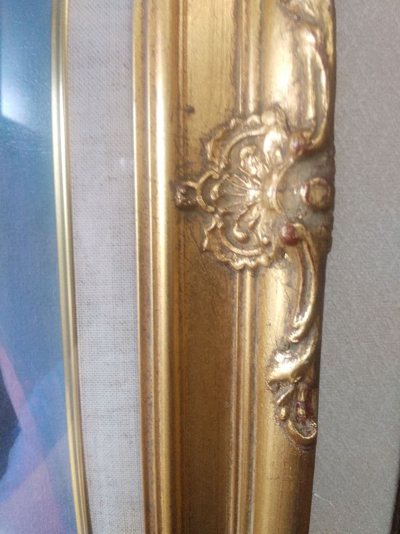 額縁シリーズ NO13 洋画 総金箔 模様入り ローランサン複製画入り F6号