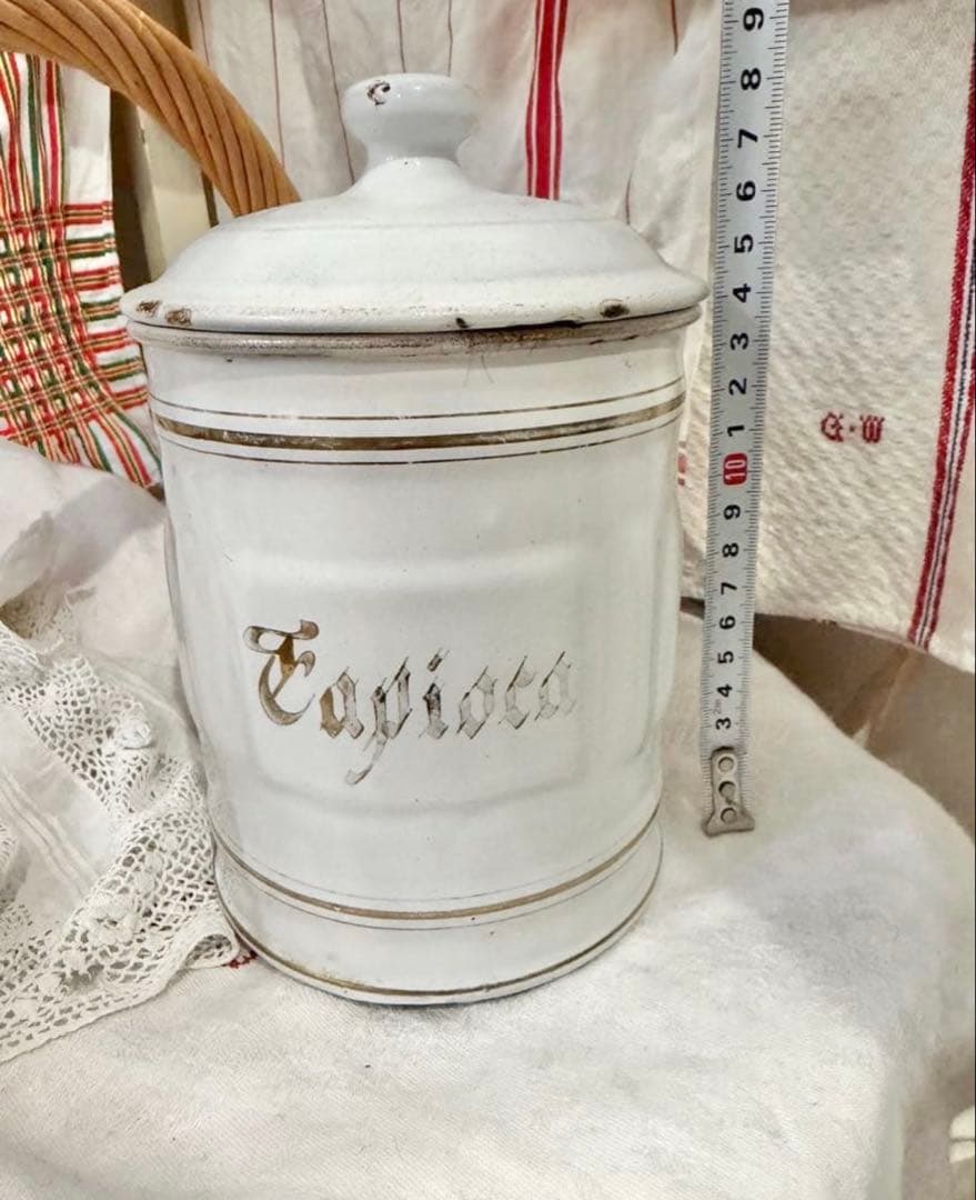 希少 1900s フランスアンティーク ホーロー タピオカ キャニスター