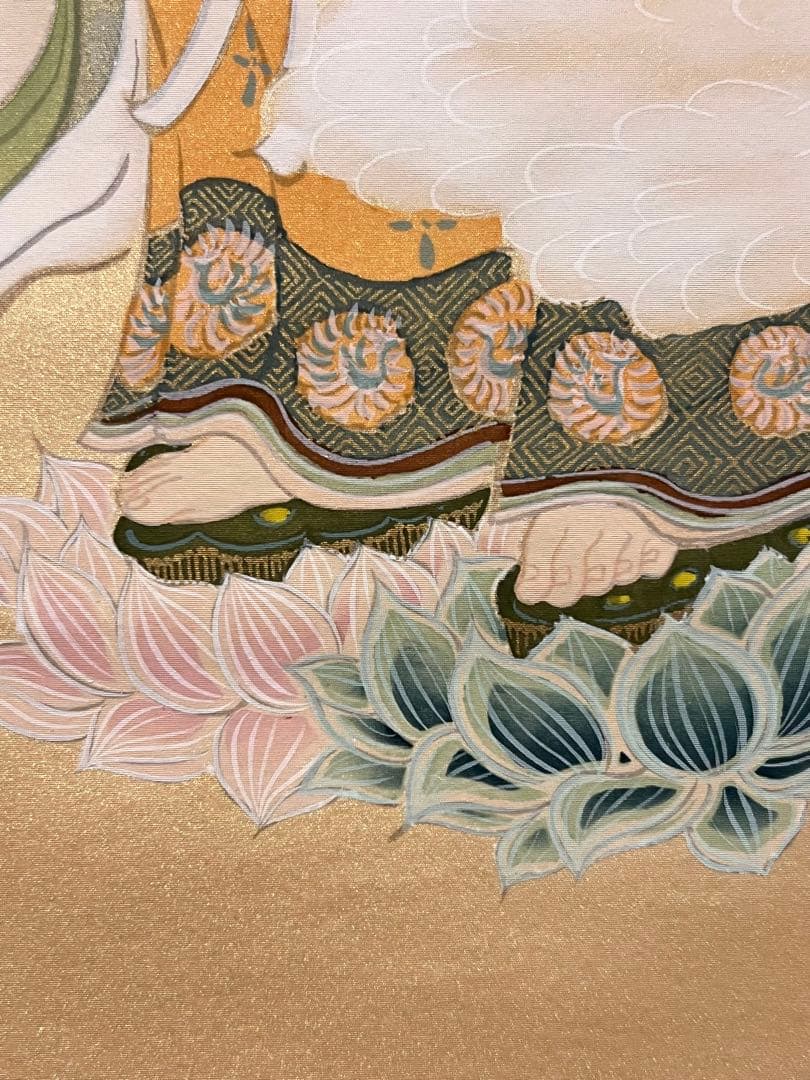 田中浩伸 掛軸 掛け軸「雲上観音」仏画仏教美術 白衣観音 茶掛 日本画 直筆