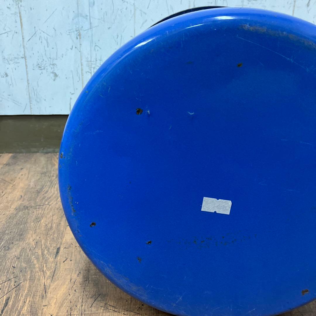 E-2 アンティーク 大型 ホーロー 鍋 バケツ ブルー 昭和レトロ ビンテージ