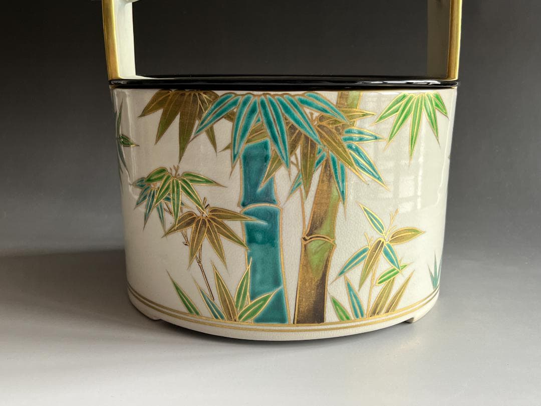 手塚充　竹文手桶　水指　茶道具