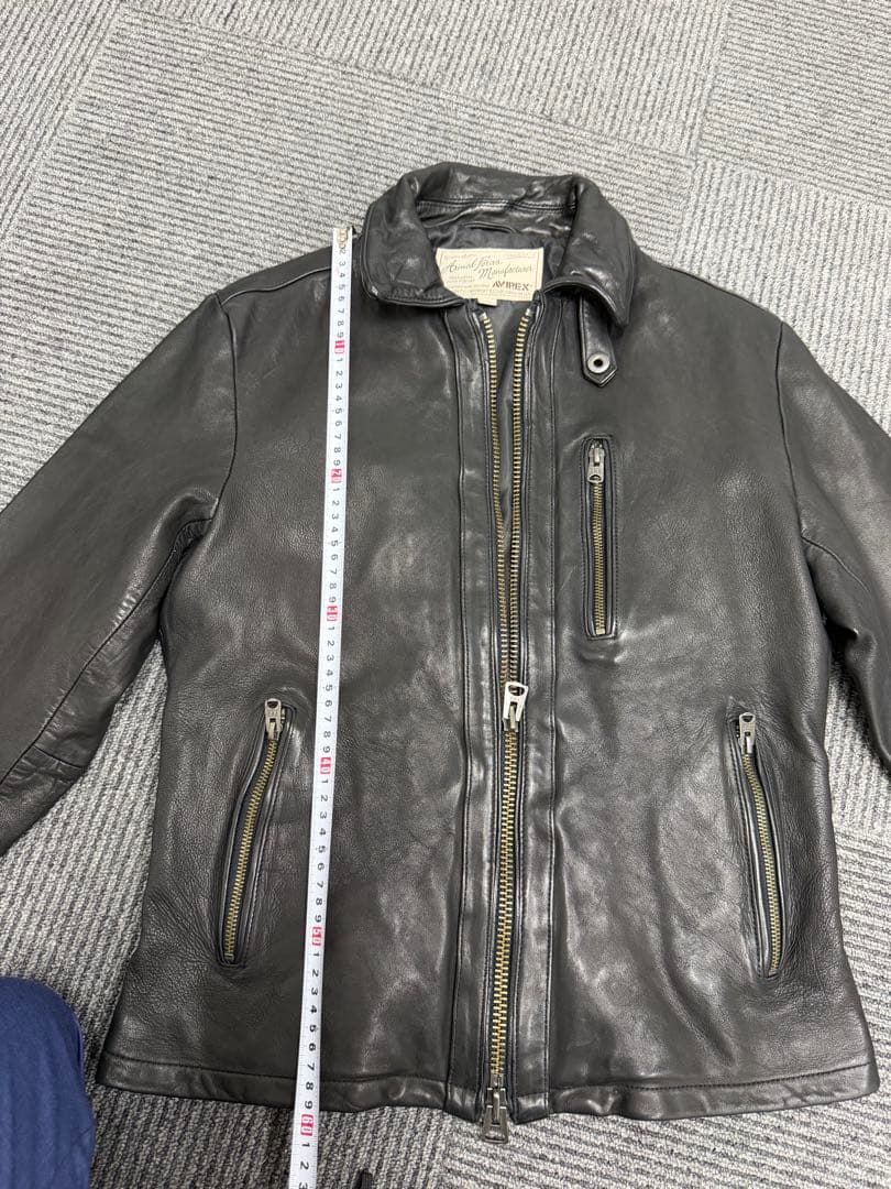 AVIREX ブラック レザーライダースジャケット