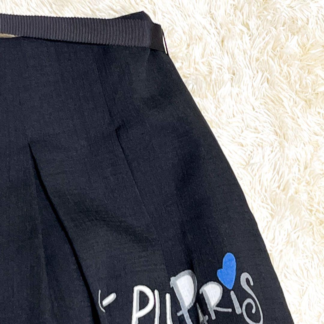 M'S GRACY 街モチーフ タックスカート パリ柄 フレアスカート ドット