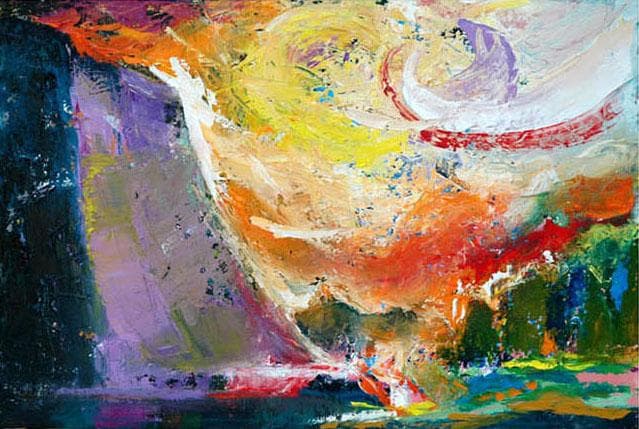 油絵 菅家令子 絵 絵画 インテリア uF6-111309 風景 朝陽 夕陽