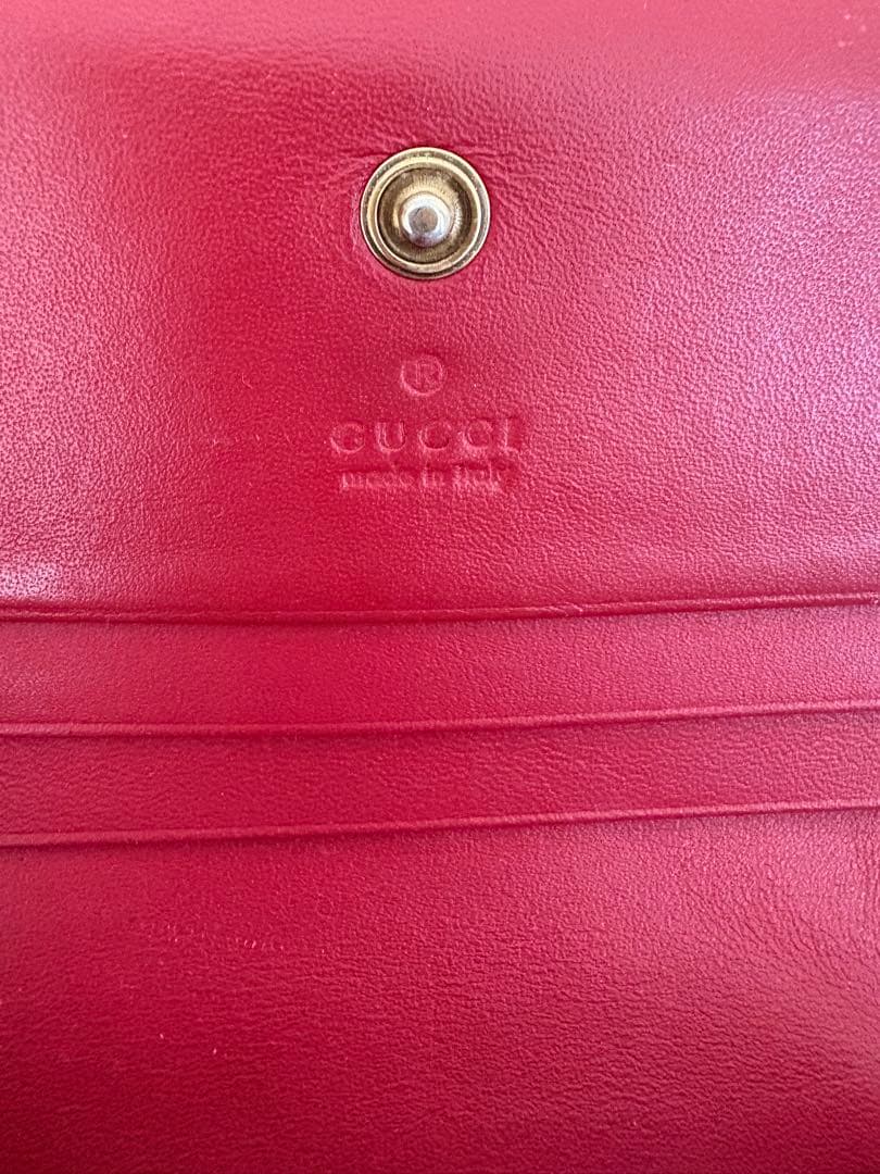 GUCCI チェリー さくらんぼ 二つ折り財布 グレー/レッド