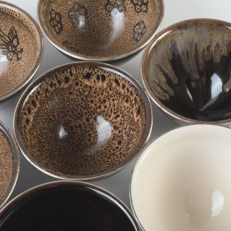 茶道具　平安　万代草山作　天目茶碗　七種　共布共箱　M　9329A