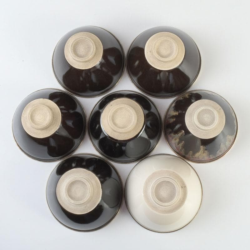 茶道具　平安　万代草山作　天目茶碗　七種　共布共箱　M　9329A