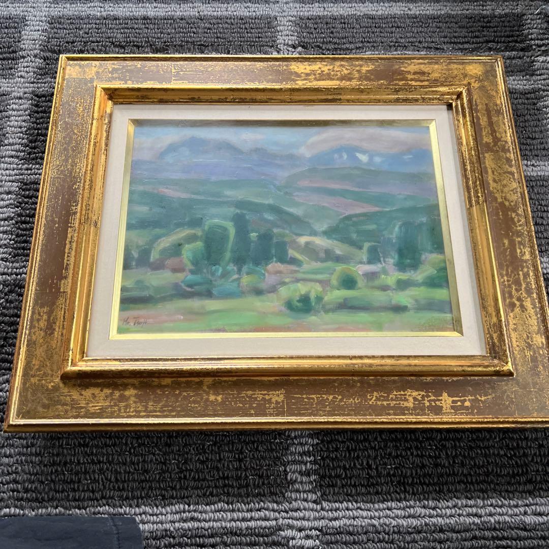 辻朗　油彩画 風景画 金色フレーム
穏やかな色合いが素敵な作品です