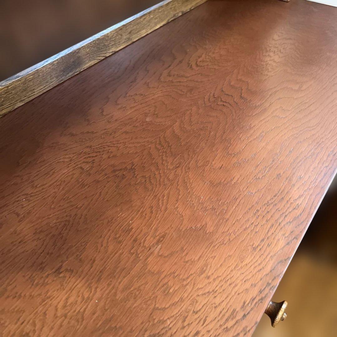 英国アンティーク木製キャビネット オープンシェルフ付き