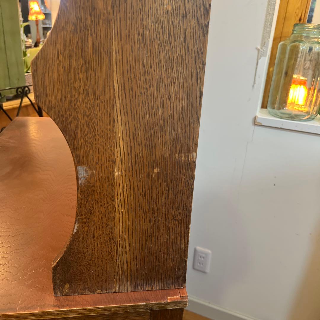 英国アンティーク木製キャビネット オープンシェルフ付き