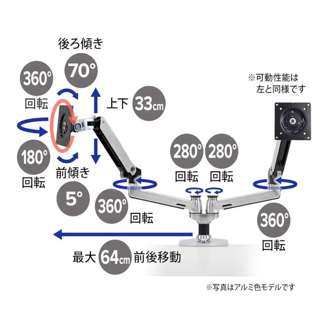 ERGOTRON エルゴトロン モニターアーム デュアル 白 27インチ
