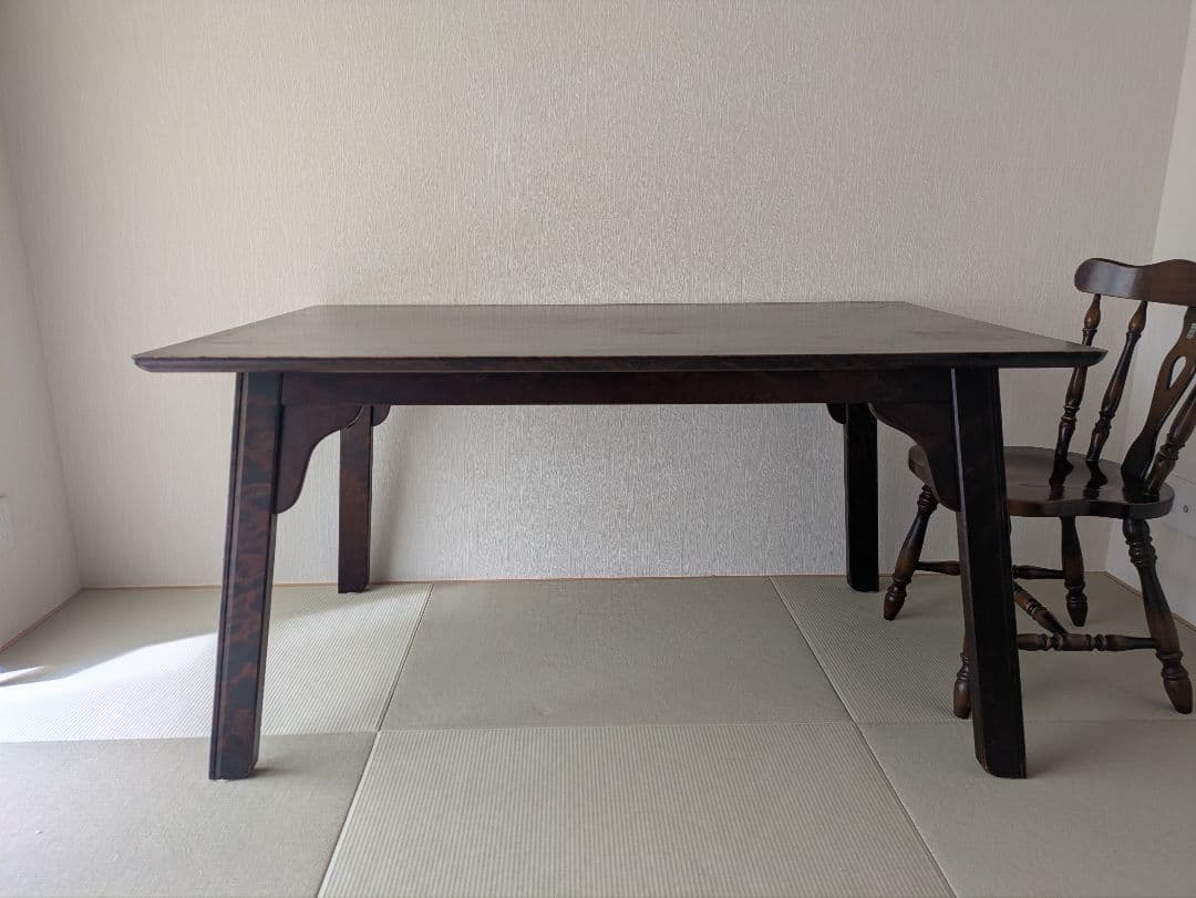 【北海道民芸家具】無垢 ダイニングテーブル 民芸調 アンティーク
