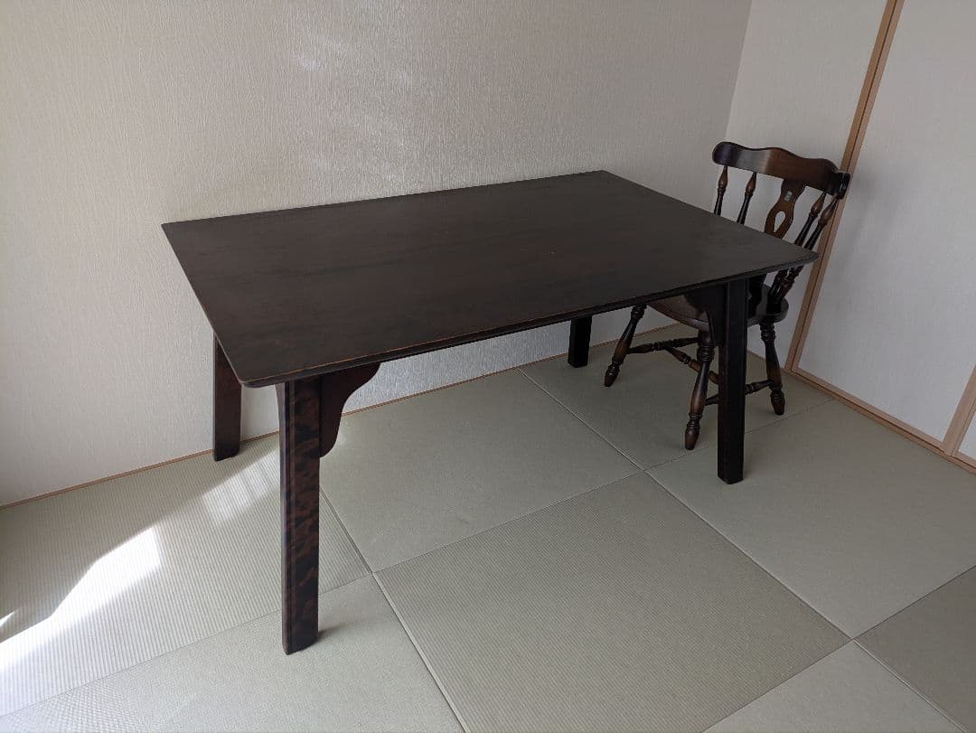 【北海道民芸家具】無垢 ダイニングテーブル 民芸調 アンティーク