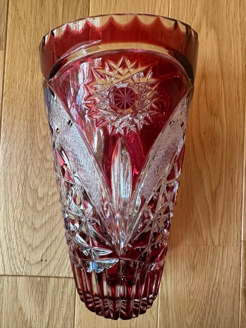 ラウジッツァー　クリスタル　花瓶　ハンドカット