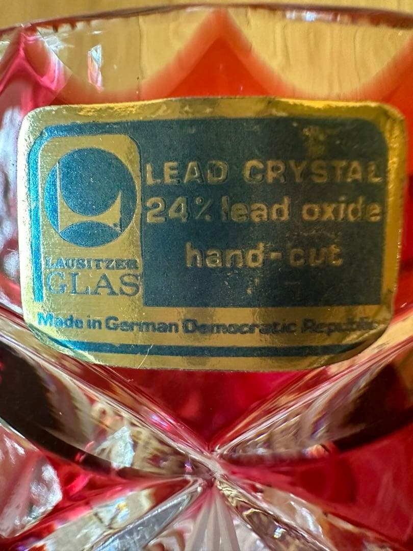 ラウジッツァー　クリスタル　花瓶　ハンドカット