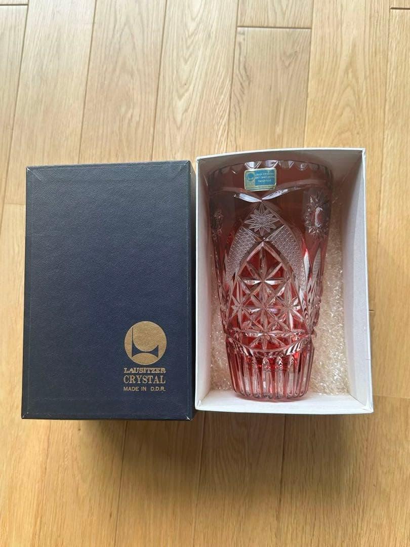 ラウジッツァー　クリスタル　花瓶　ハンドカット
