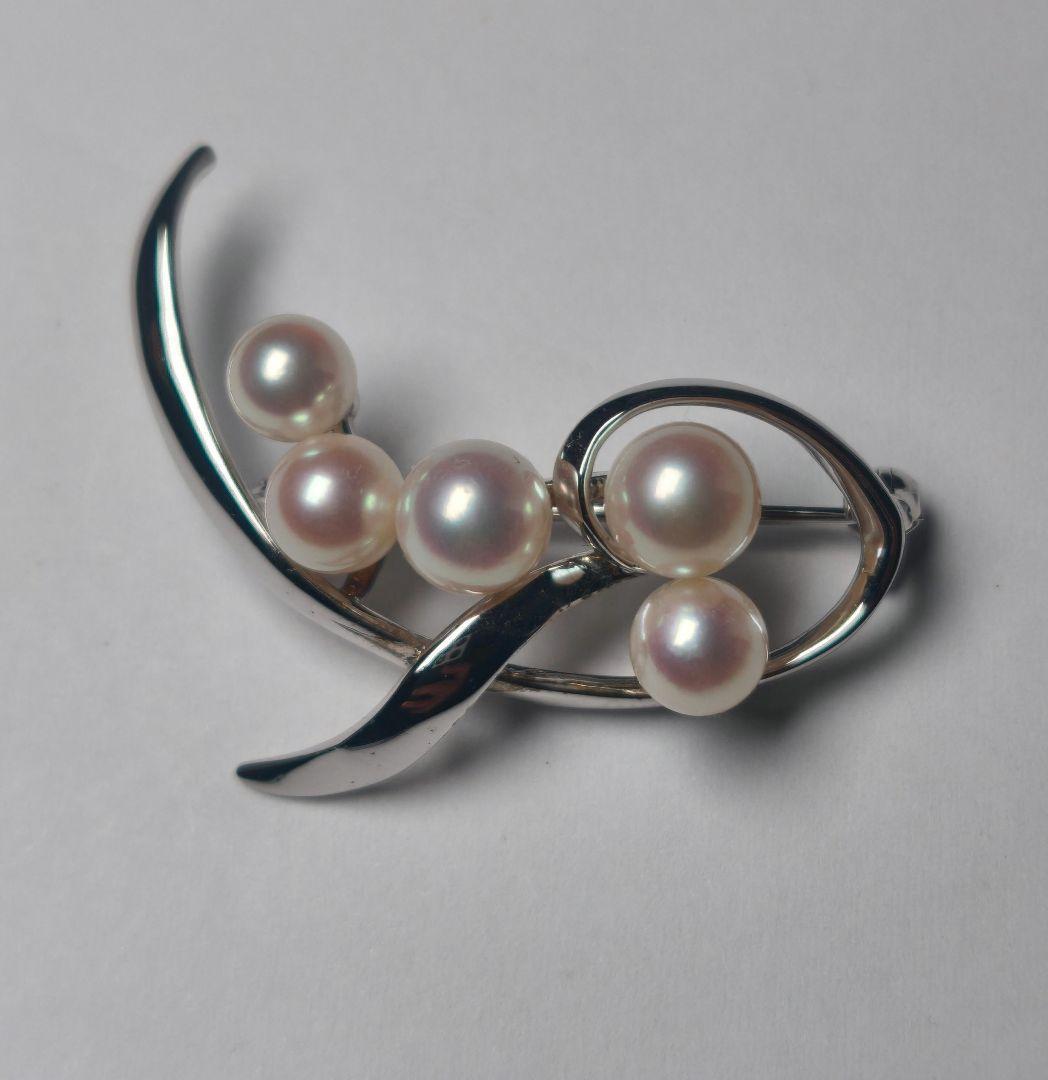 【ピーナッツバター】ミキモト ブローチ パール フォーマル 5珠