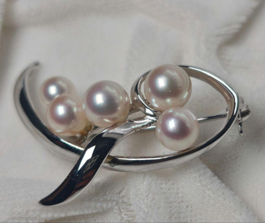 【ピーナッツバター】ミキモト ブローチ パール フォーマル 5珠