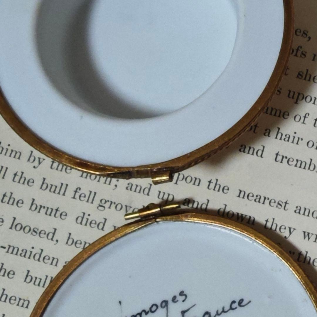 【難あり】リモージュボックス　カンカン帽　麦わら帽子　フランス製　ミニチュア