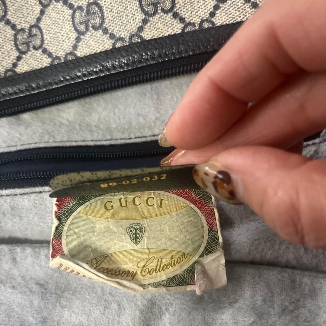 【美品】オールドグッチ シェリーライン GG柄 ショルダーバッグ ネイビー