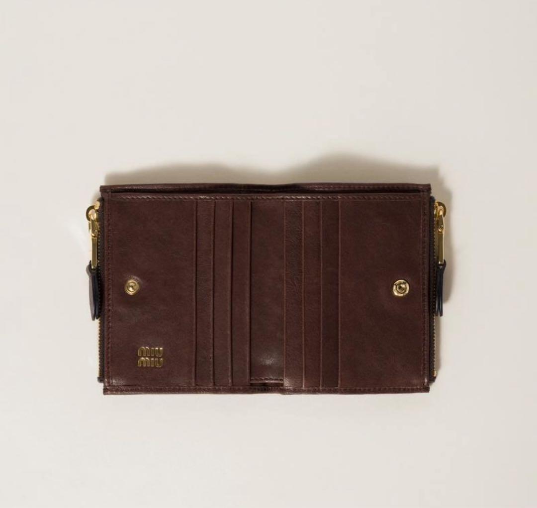 安心鑑定 美品miu miu ナッパレザー 財布 ブラウン