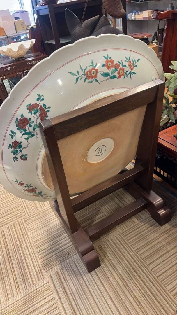 ［珍品］大清康熙年製　特大絵皿【粉彩人物絵・風景】　送料込み