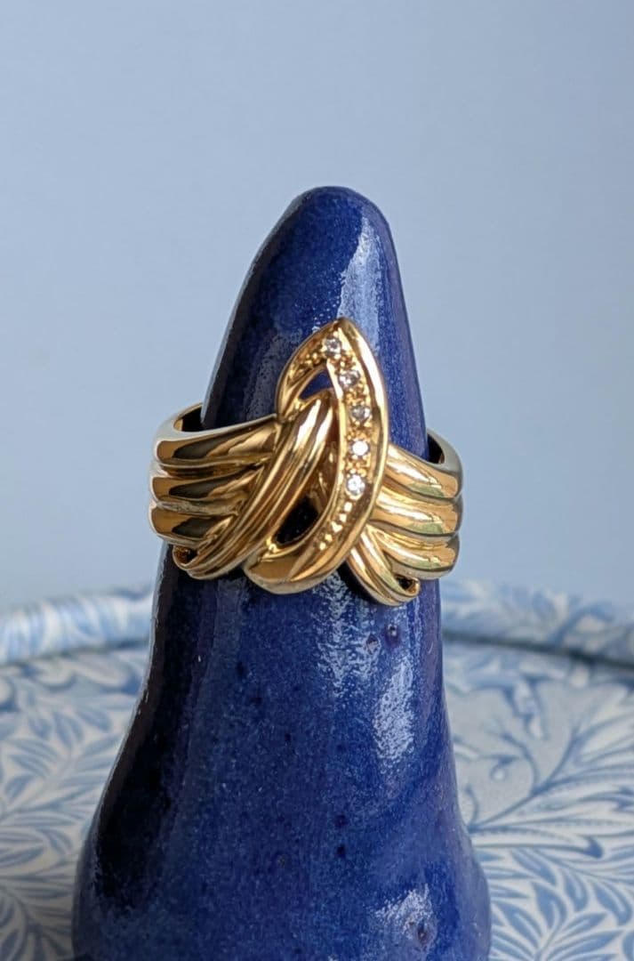 ￥1.000 Off K18ygメレダイヤ付デザインリング 10.5号 4.9g