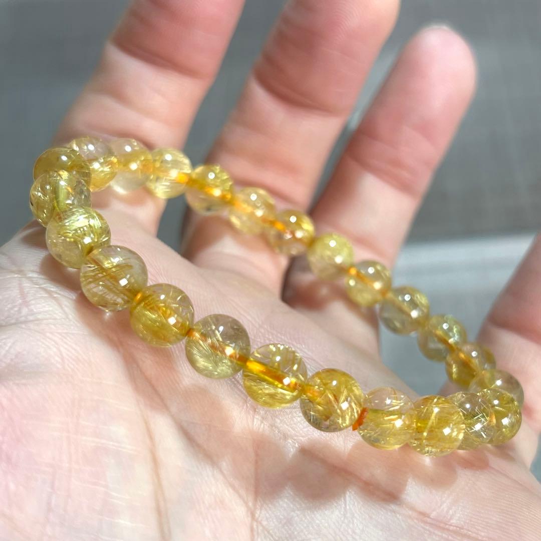 針美しさと透明度抜群　高品質　ゴールドルチルブレスレット　2