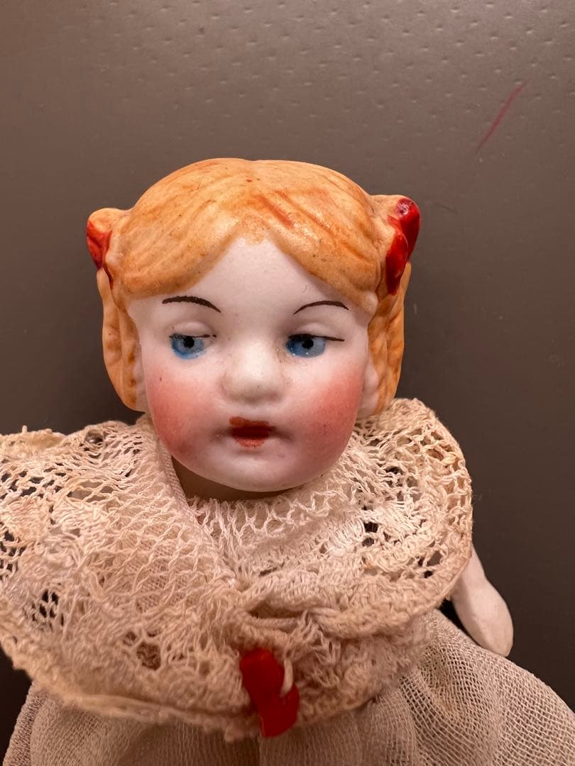 【アンティーク】ドイツ製 描き目 オールビスク 女の子 9cm