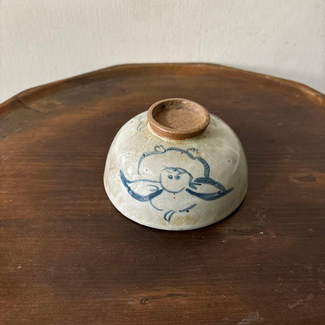 古い染付兎茶碗　うさぎ　ウサギ　骨董　柳宗悦　民藝　青山二郎　白洲正子　検:李朝