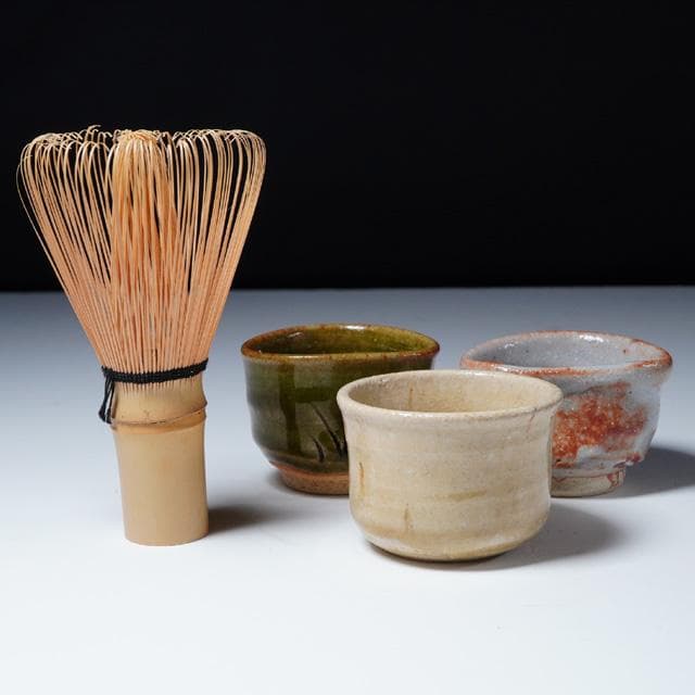 加藤芳右衛門・光右衛門・弥右衛門　三種ぐい吞み　黄瀬戸・青（織部）・鼠志野