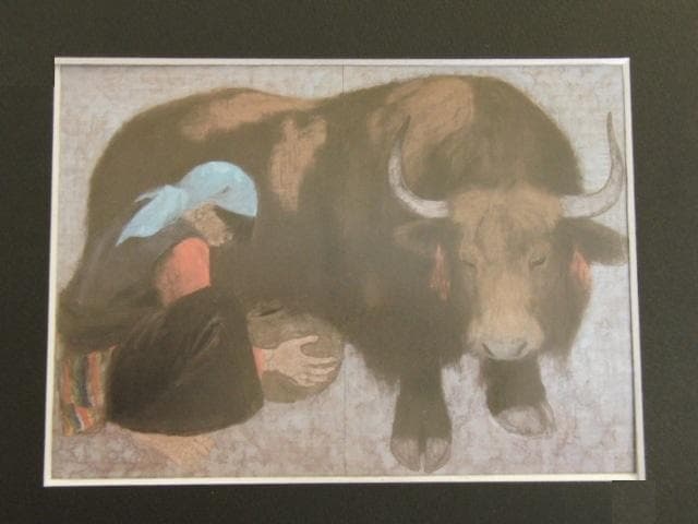 國府克、【さずかりしもの】、希少な額装用画集より、新品額装付