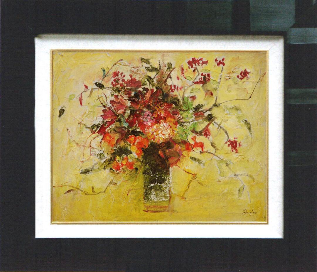 油絵 菅家令子 絵 絵画 インテリア 額付(銀) F4-070702 花