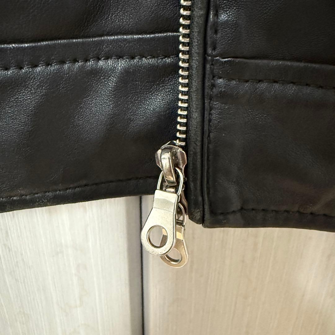 美品 ナノユニバース 羊革ライダースジャケット シングル L キルティング 中綿