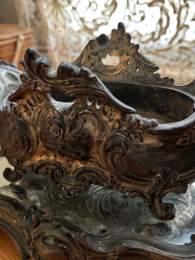 アンティーク ジャルディニエールとミラートレイのセット