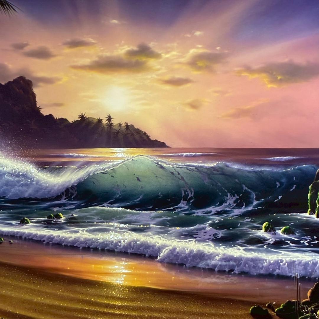 美品 ジョン・アルホーグ「サンライズイン～」ミクスドメディア ダイヤ・サイン入