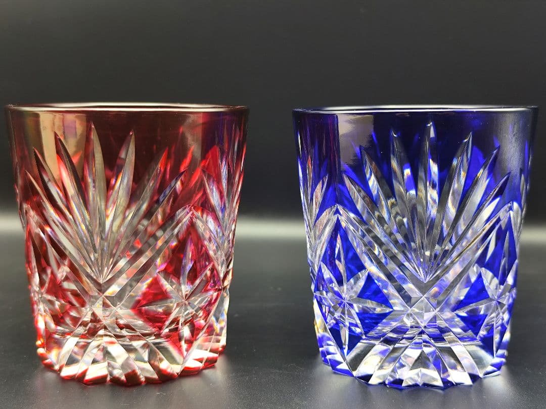 定価7万以上☆新品未使用 彩鳳 ペアロックグラス（切子、江戸切子、薩摩切子）