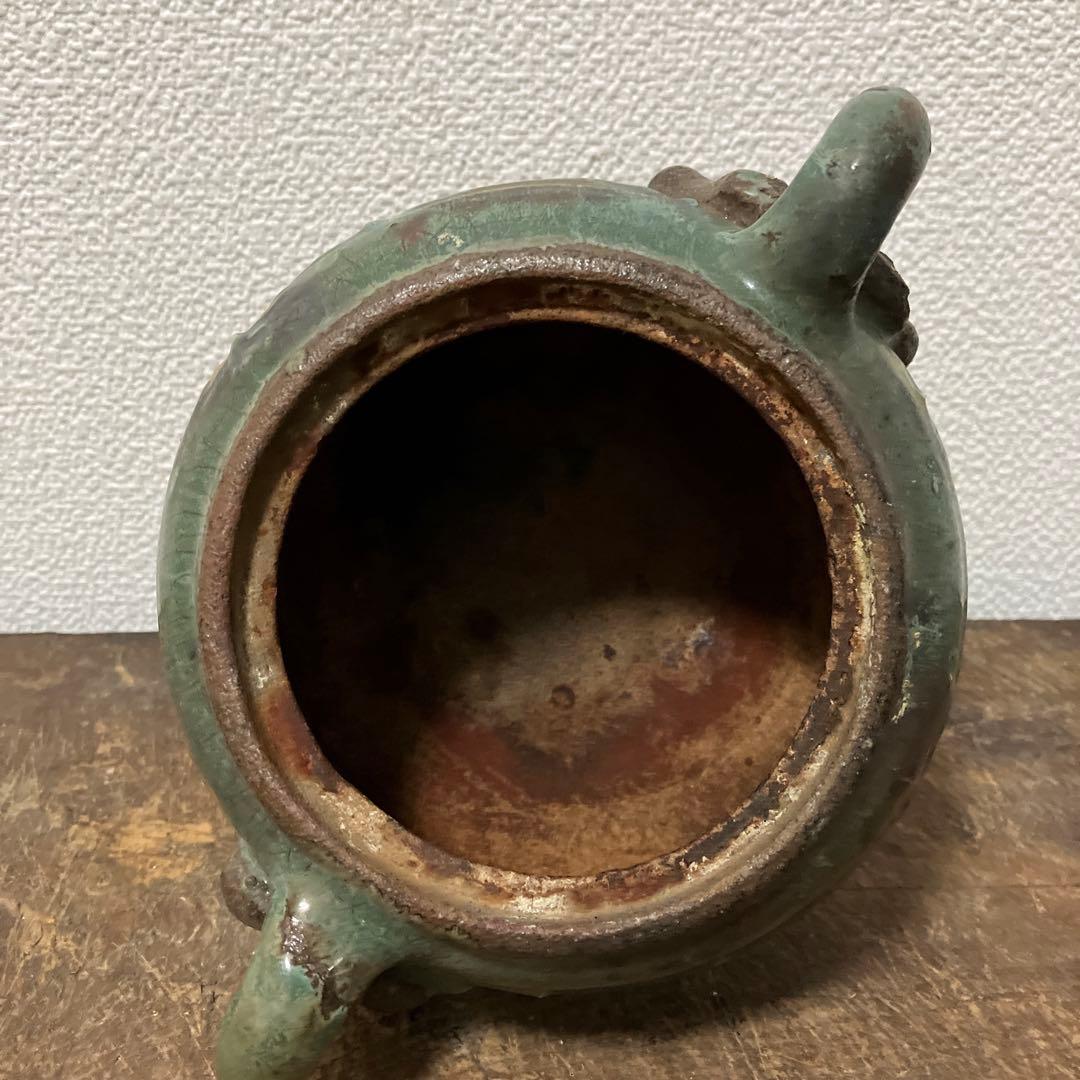 江戸時代　上野焼三足香炉　(蓋無し) 遠州七窯