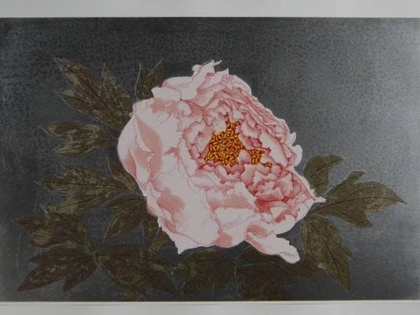 加山又造、牡丹、希少画集画、新品額装、状態良好