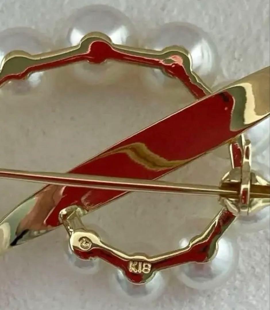 【極美品】ミキモト パール ブローチ K18YG 現行品 ケース・外箱 愛子様