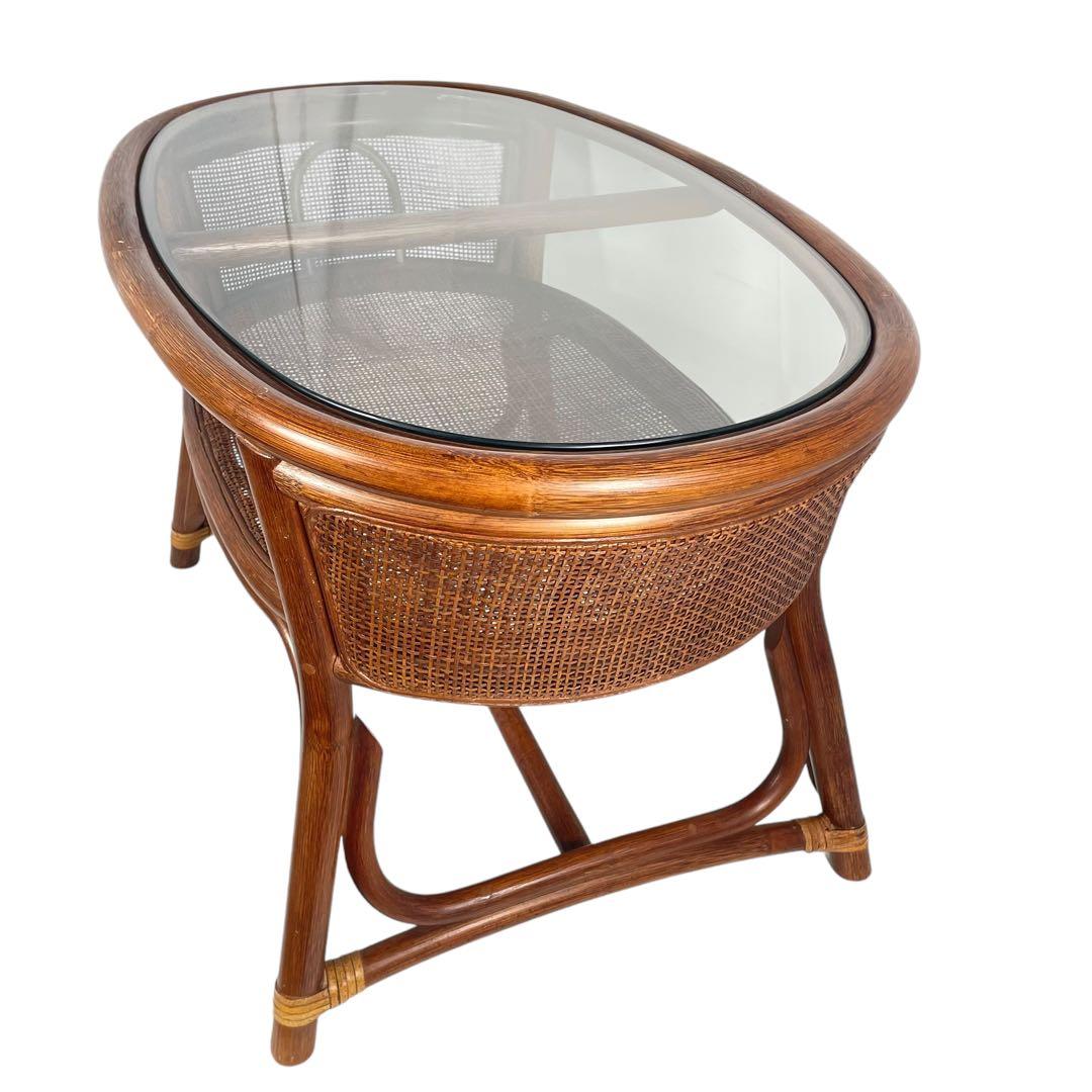 HR426 【レアデザイン】籐　ラタン　サイドテーブル　センターテーブル