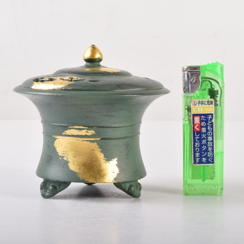 平安　秦蔵六造　塗金銅　塗金銅香炉　「瑞雲」　M　7105