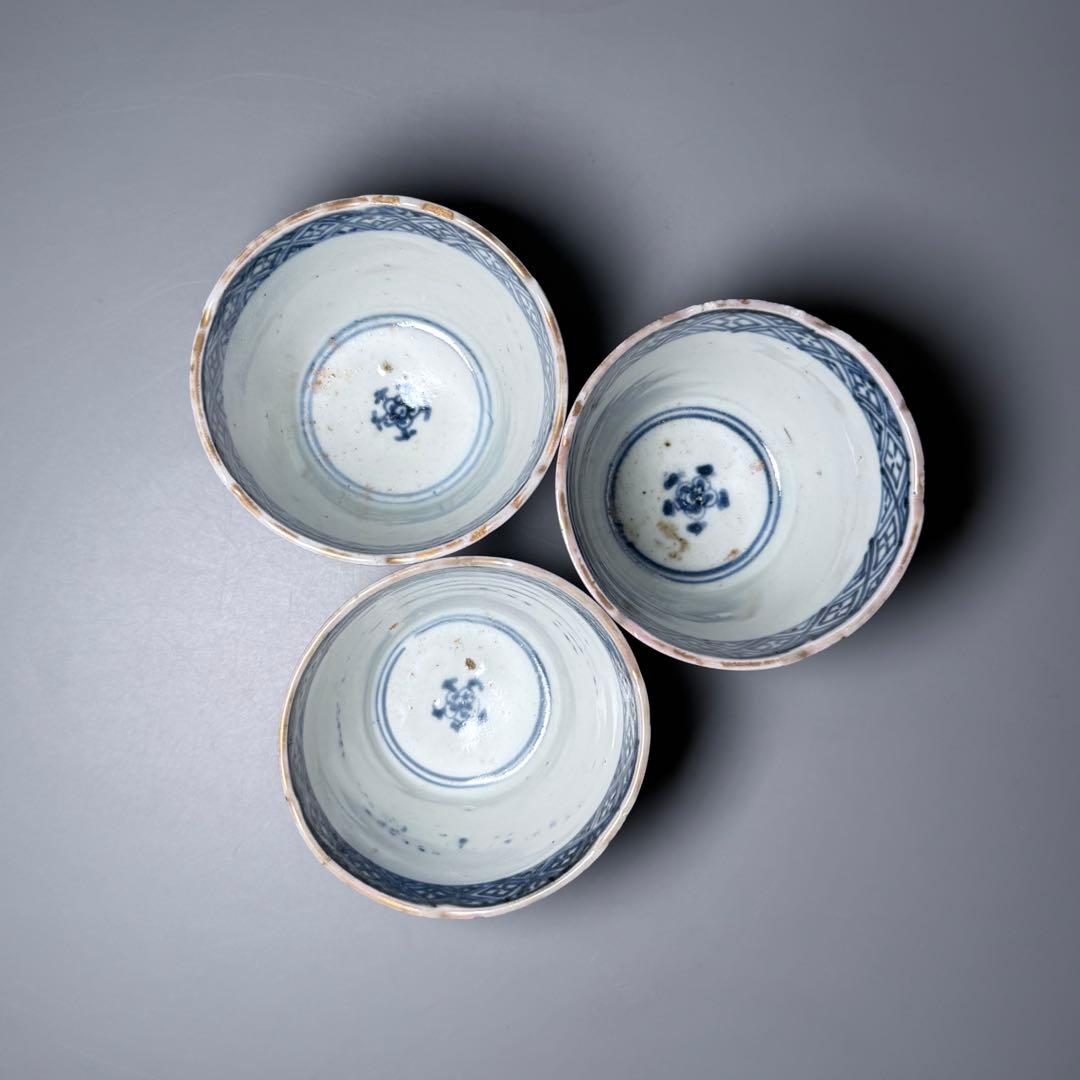 古伊万里　染錦鯉滝登図　そば猪口　向付　江戸時代　蛇目高台　三客