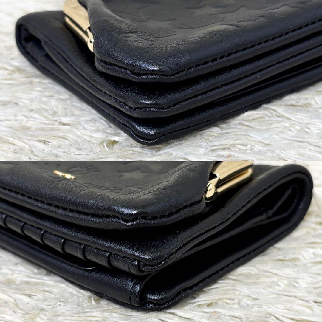 【未使用級】アナスイ プレイングキャット 折り財布 がま口 ブラック レディース