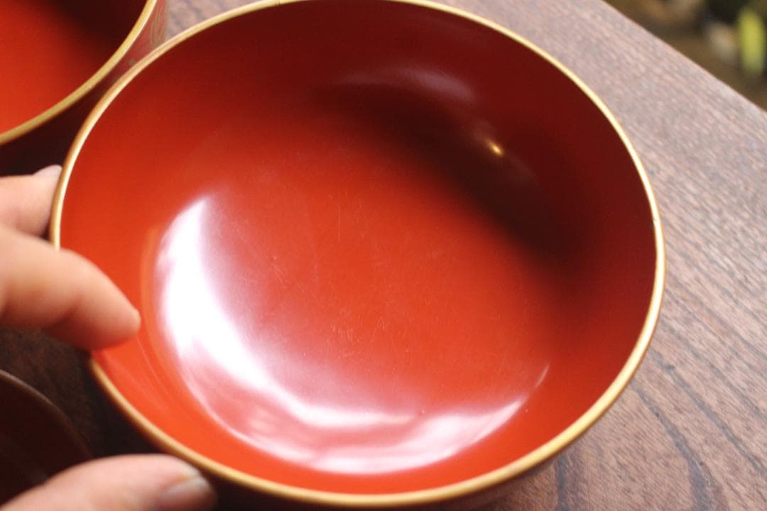 時代逸品！時代金縁朱漆に極上貝尽くし蒔絵の映えるお椀2点（検輪島塗雑煮椀