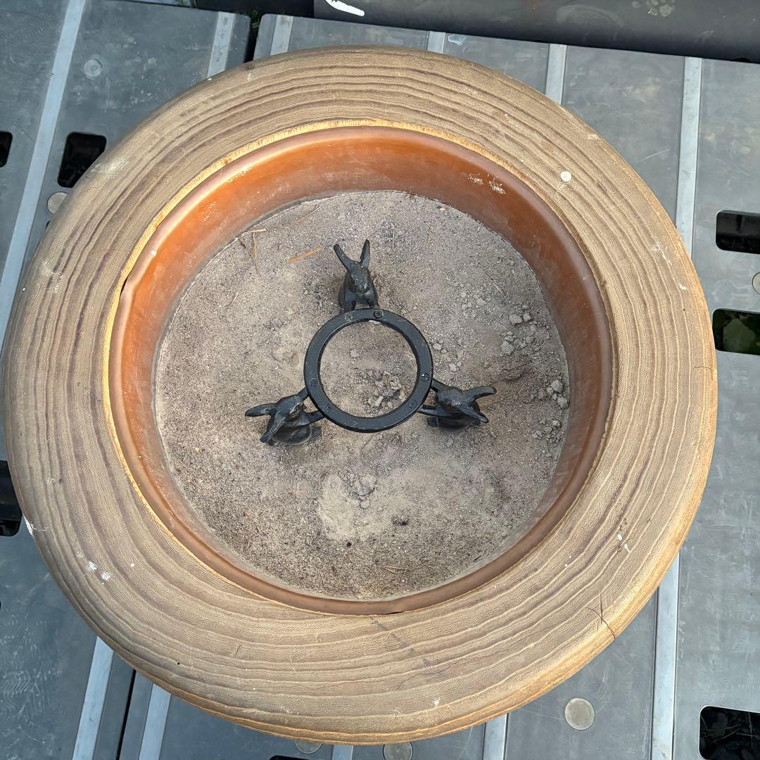 火鉢 うさぎ五徳付　手炙り 木製 工芸品 古道具 レトロ アンティーク 古民具