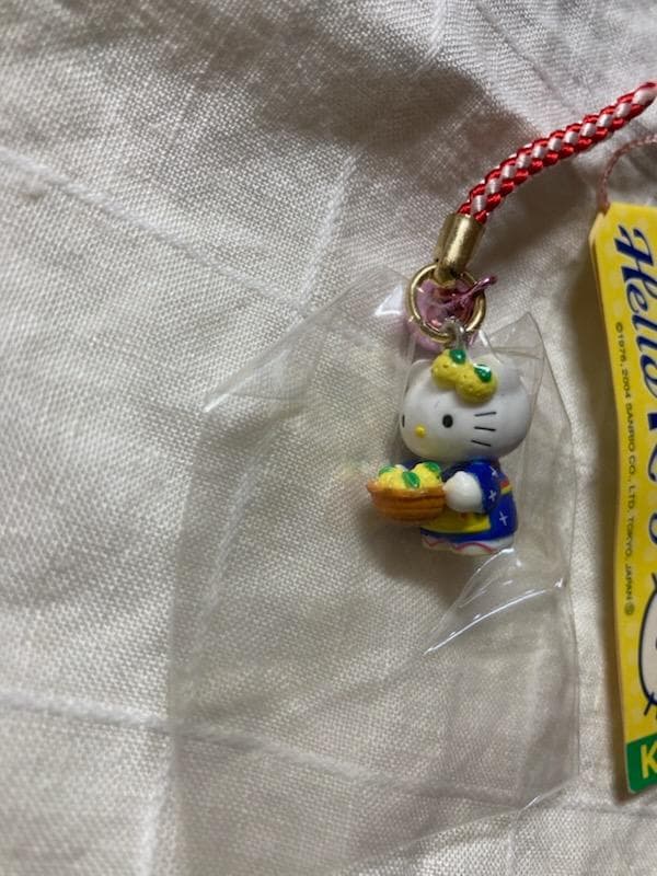 ハローキティ 根付（ピンク）　高知限定　ゆず　ストラップ　2004